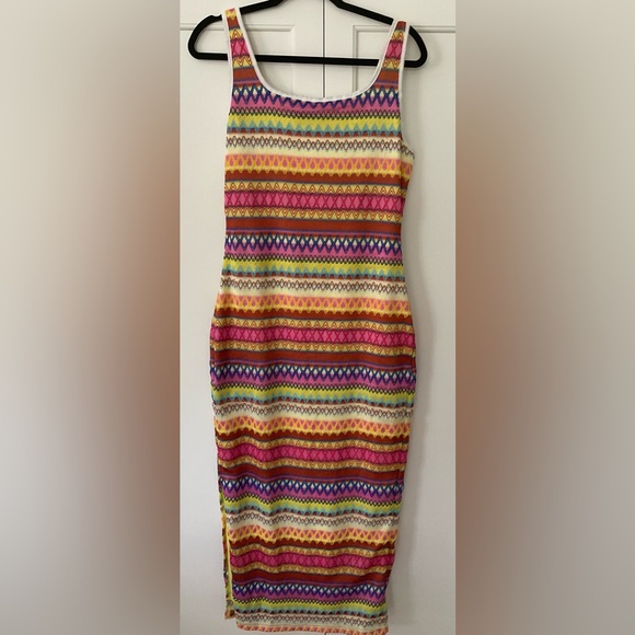 Sleeveless Slit long Dress by Fashion Sz L multicolor NWT - Picture 2 of 8
